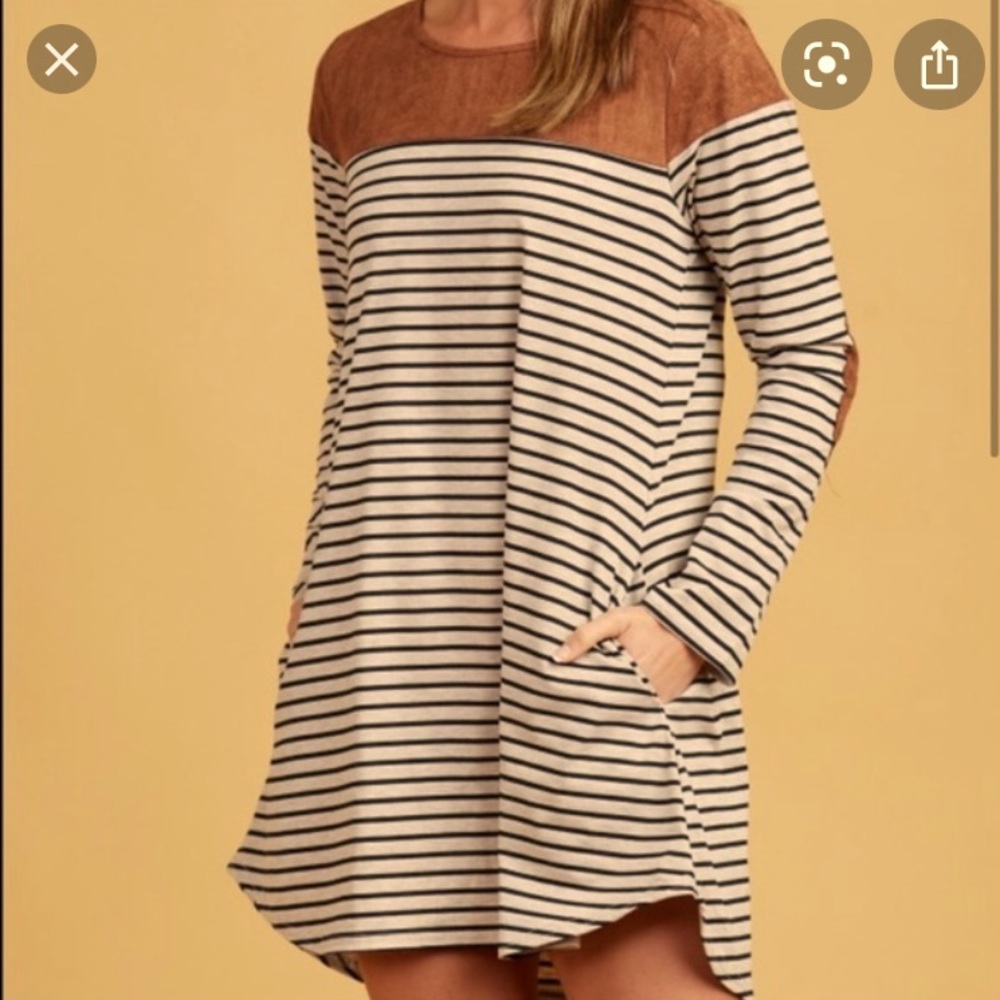 Altar’d State Strip Elbow Patch Dress Size Large